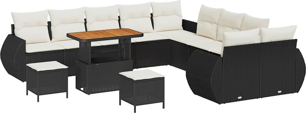 vidaXL Garten-Sofa-Set 13 stk. 13-Sitzanzahl Schwarz und Creme