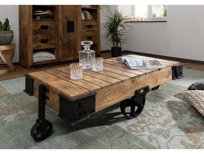 Couchtisch Mango 120x60x43 natur lackiert RAILWAY #160