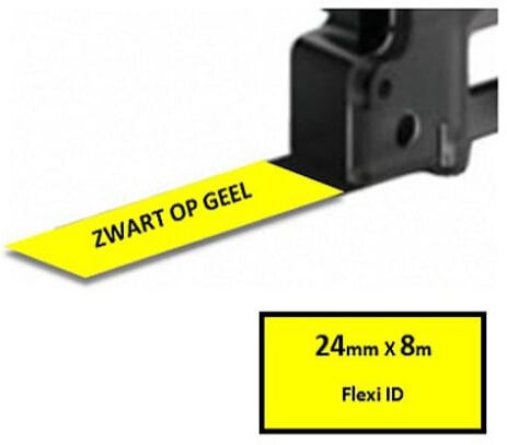 Q-Nomic TZe-FX651 Flexi ID cinta negro sobre amarillo 24mm