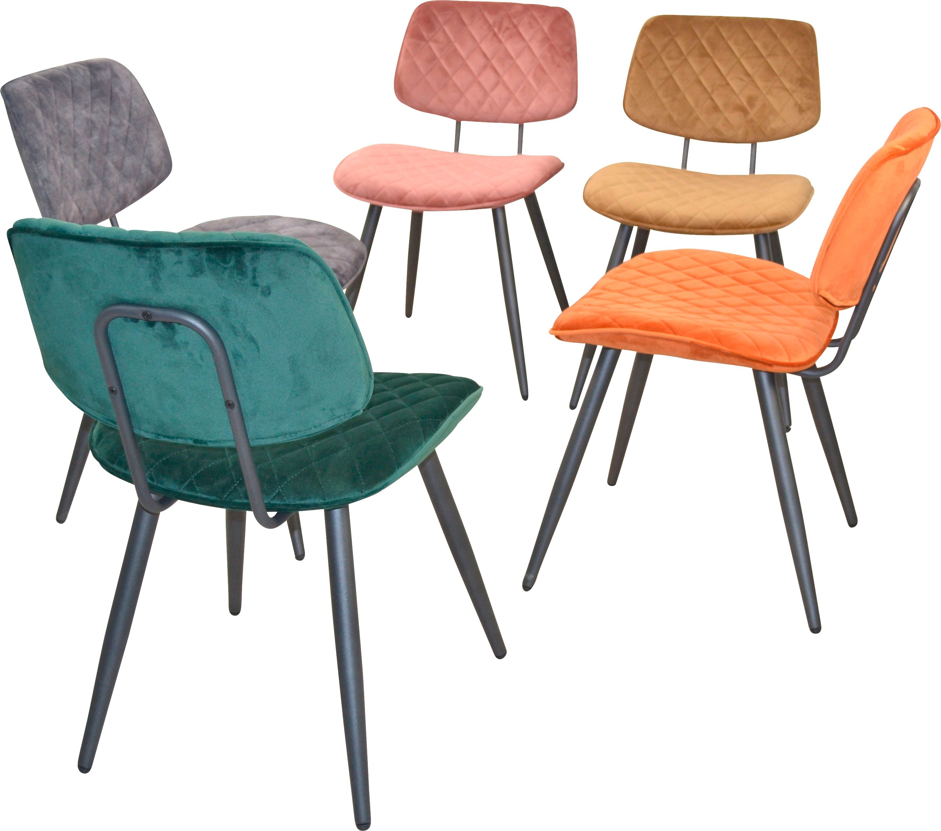 Polsterstuhl INOSIGN, orange (terra, schwarz, terra), B:47cm H:76cm, Polyester, Stühle, Polsterstuhl, Gestell aus Stahlrohr, Sitz und Rücken schaumstoffgepolstert terra, schwarz, terra B/H/T: 47cm x 76cm, 1 Stk., Samtstruktur Samtoptik