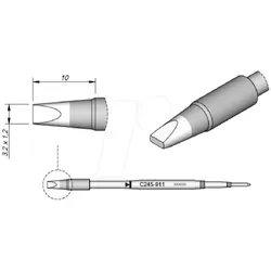JBC C245911 - Lötspitze C245 Meißelform, C245911/3,2 x 1,2 mm, gerade, High Th