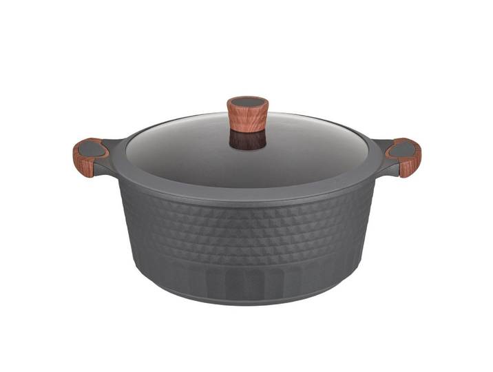 RESTO Kitchenware Kochtopf Capella, Schmortopf antihaftbeschichtet und spülmaschinenfest, Aluminiumguss (2-tlg), mit Glasdeckel und stoßdämpfendem Silikonrand, im Geschenkkarton