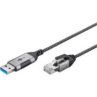 Ethernet-Adapterkabel USB-A 3.2 Gen1 > RJ-45, Slim schwarz/grau, 2 Meter