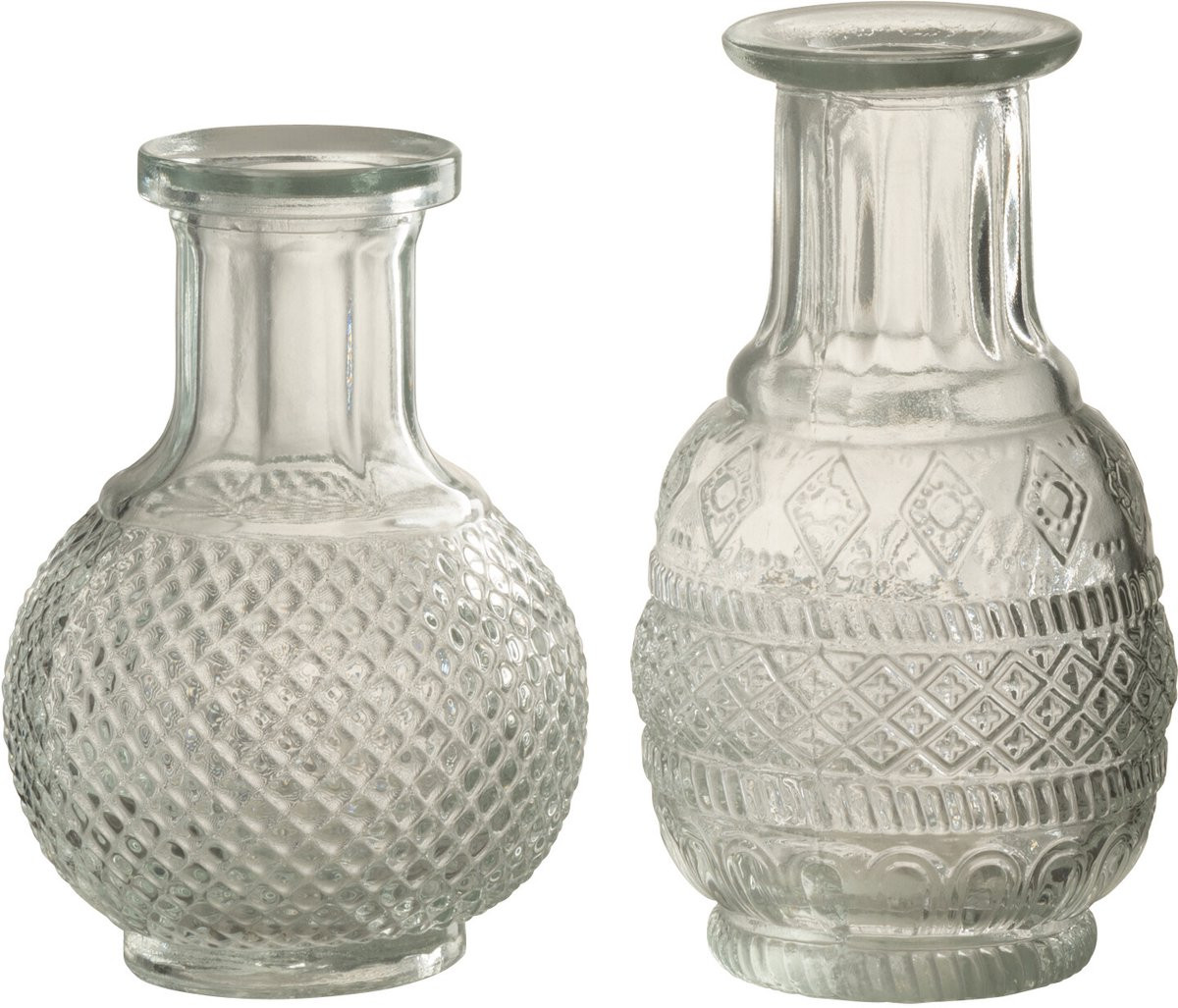 J-Line Soliflore vaas van transparant glas, set van 2