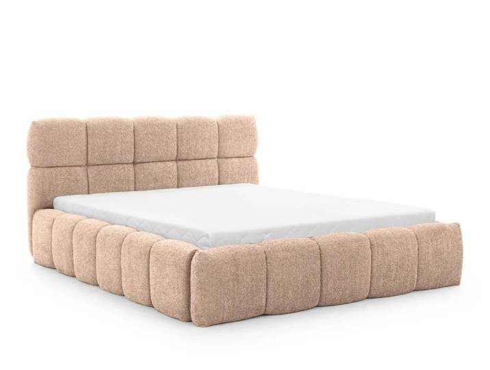 Lit coffre tissu bouclette 180x200cm rose