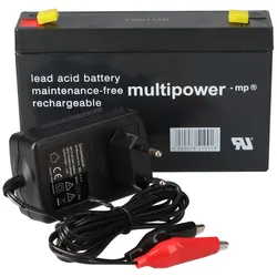 Multipower MP7-6 Akku-Ladegerät-Set 6V 7Ah – passend für Notlicht, Alarm & Modellbau