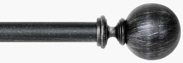 Deco Window 44-120 Inch Adjustable Curtain Rod, 1 Inch Metal Drapery Rod with Rustic Silver Ball Finials, Matte Grey