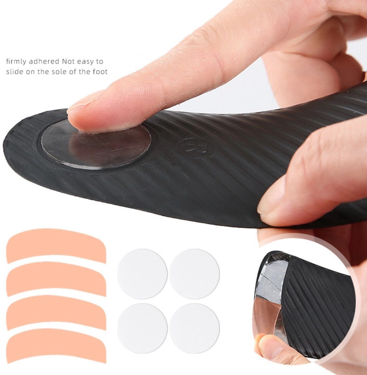 INF Halbe Einlegesohle mit Fußgewölbe-Unterstützung (EU 35-39) – Ergonomische Nylon Halbsohle mit rutschfester Klebeschicht für