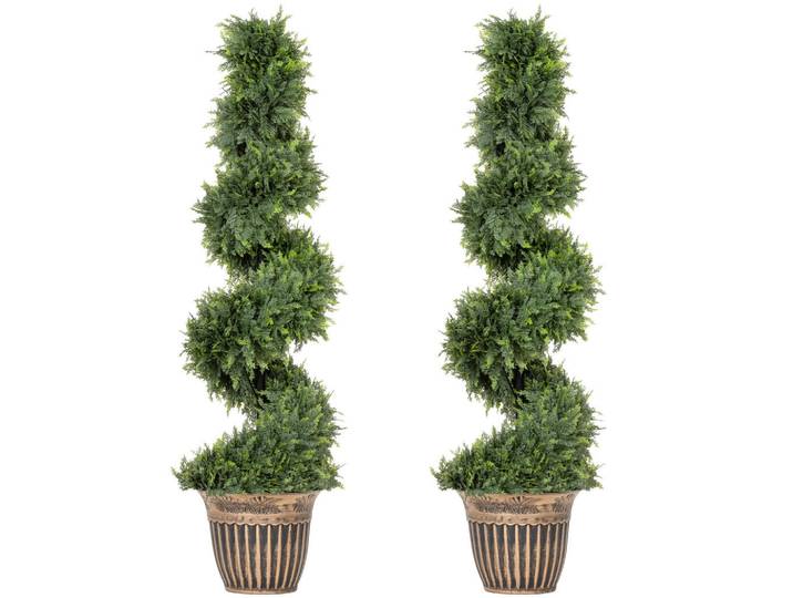 Homcom Künstliche Pflanzen 2er-Set, UV-beständige 120 cm Kunstpflanze im Blumentopf, Grün, Kunststoff, 120 cm, Dekoration, Blumen & Blumentöpfe, Kunstpflanzen