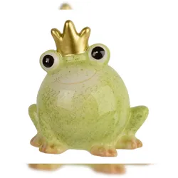 Decoris Dekofigur Frosch mit goldener Krone 14,5cm Keramik Dekofrosch Keramikfigur Tierfigur Frühlingsdeko Gartendeko Gartenfigur Deko