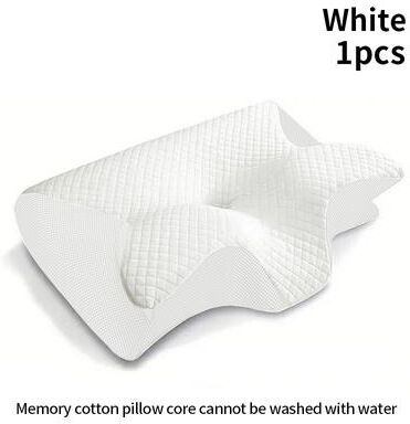 Multisell Products Hub Ergonomic Memory Foam Pillow For Better Sleep Neck Support, Cervical Orthopedic Travel Pillow white