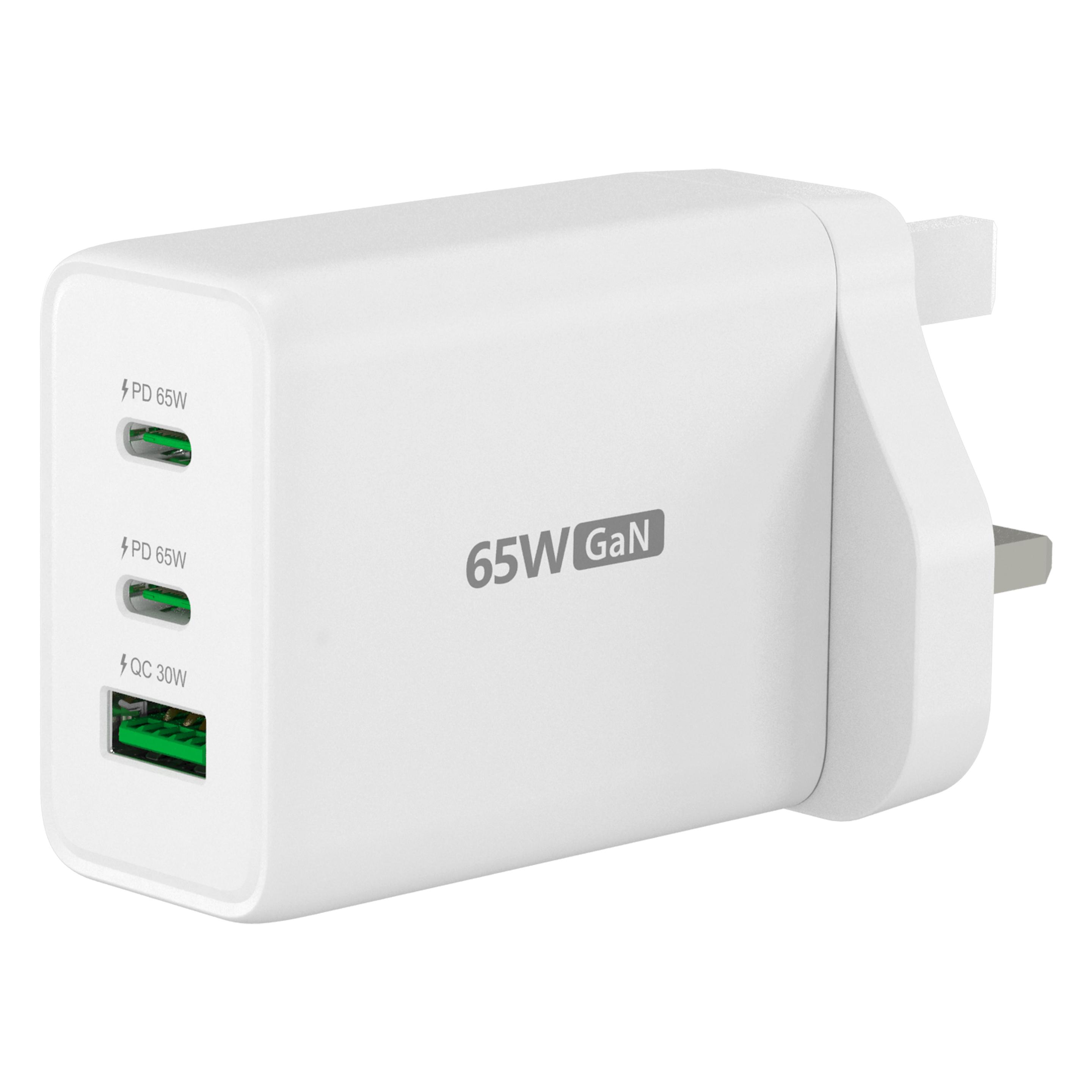 j5Create 65W GAN USB-C 3-PORT CHARGER UK (65 W, 3 Ports) (JUP3365F)