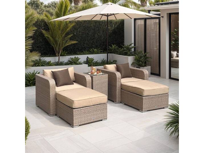 Salon de jardin en résine tressée beige 4 places VENISE