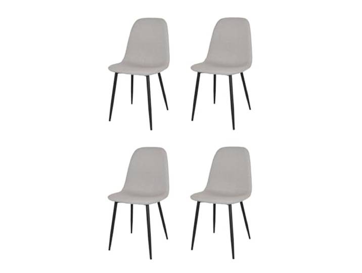 KEKOHOME 4er-Set Esszimmerstühle Sole, Beine aus lackiertem Stahl mattschwarze Farbe, Bezug aus Stoff Farbe Hellgrau