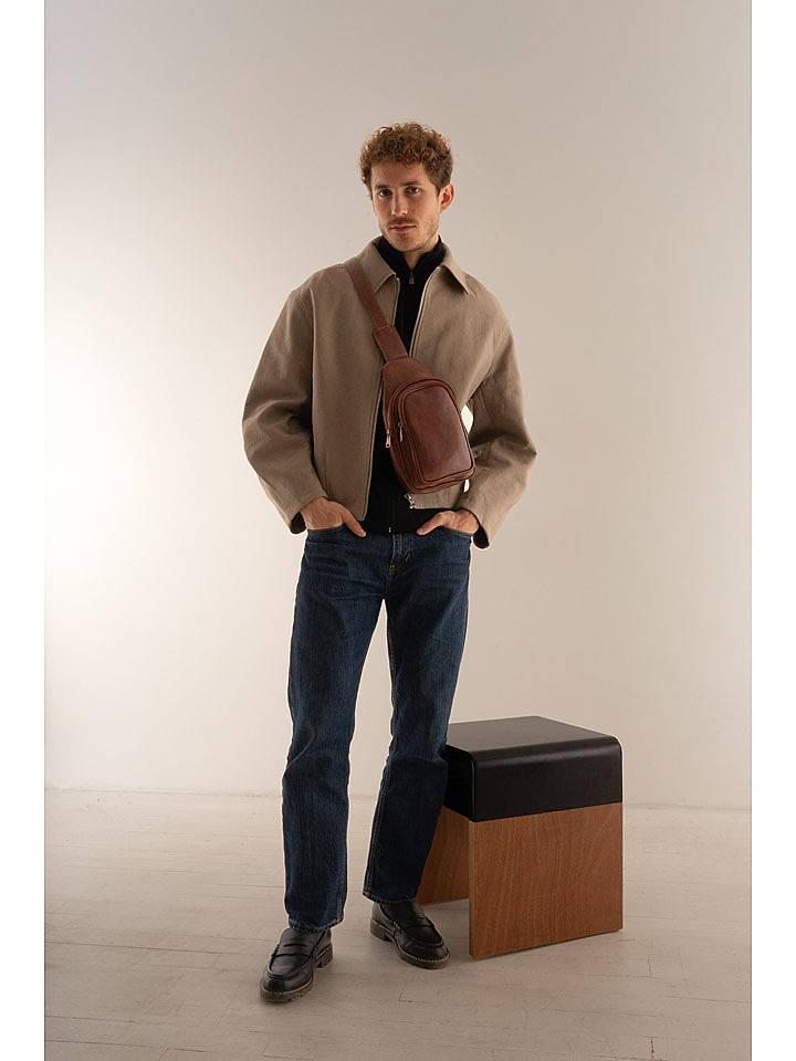 maison héritage PARIS Leder-Umhängetasche "Dante" in Braun - (B)30 x (H)19 x (T)9 cm - onesize
