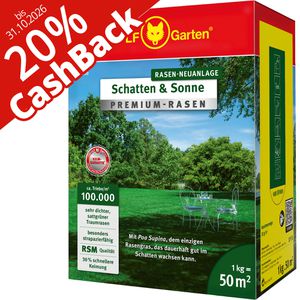 Wolf-Garten Rasensamen LP 50 Schatten & Sonne, 20% Cashback, 1kg für bis zu 50m², Neuanlage, schnellkeimend