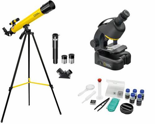 National Geographic Teleskop + Mikroskop Set Linsen-Teleskop Azimutal Achromatisch Vergrößerung 50 bis 100 x