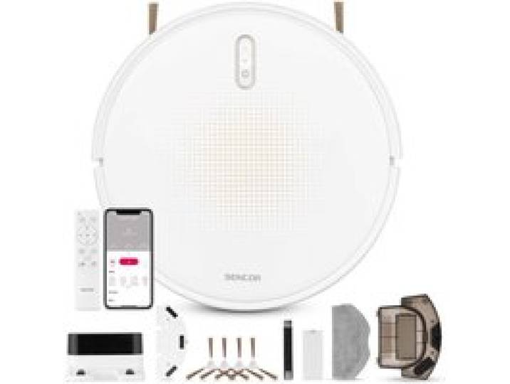 Aspirateur robot laveur SENCOR SRV 4150WH - Navigation gyroscopique - Aspiration 3000 Pa - Autonomie 130 min - Blanc