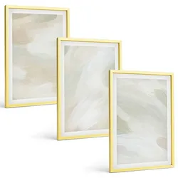 BILDER SET 3er Set - 40x60 cm Goldrahmen - Leuchtende Farben, abstrakter Boho-Stil