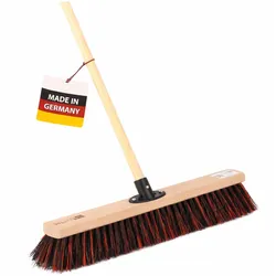 Qualitäts Kehrbesen Straßenbesen für draußen Besen Breite 50cm mit stabilem Stiel Holzstiel 140cm Lang Arengaborsten-Mix