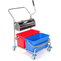Floorstar FPW 2 ES PATENT Reinigungswagen mit Flachpresse Flachpressenwagen 2 - Edelstahl