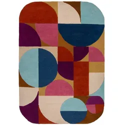 KADIMA DESIGN Ovaler Wolle Teppich | Handgetuftet | Modernes Geometrisches Design | Multicolor | 120x170cm