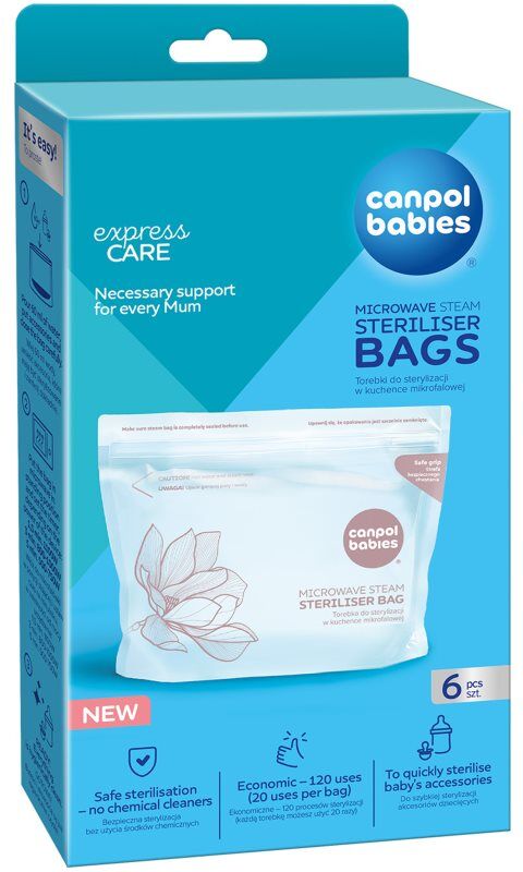 Canpol babies Microwave Sterilization Bags sachets stérilisants pour four à micro-ondes 6 pcs