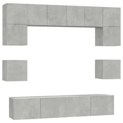vidaXL 8-tlg. TV-Schrank-Set Betongrau Holzwerkstoff