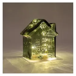 Coen Bakker, LED Weihnachtsdeko, Haus LED Glas grün 12.5x7.5x14cm (1)