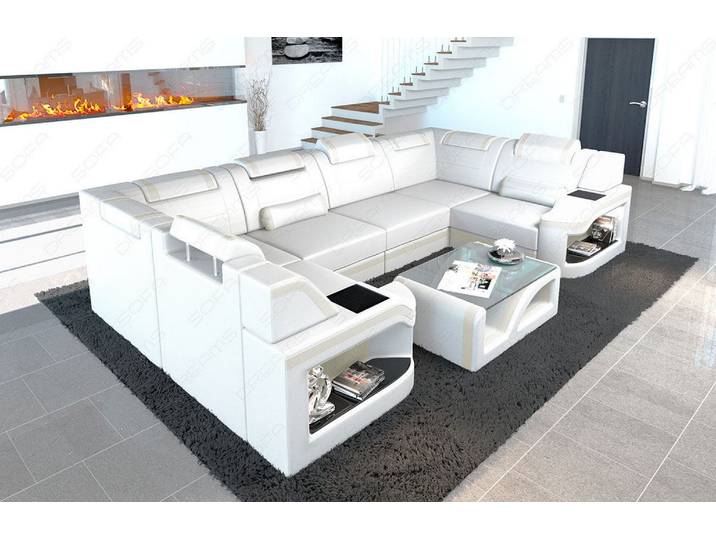 Designsofa Padua U-Form aus Leder