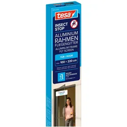 tesa, Fliegengitter, Insektenschutz Alu COMFORT für Türen, Insektengitter (100 x 220 cm)