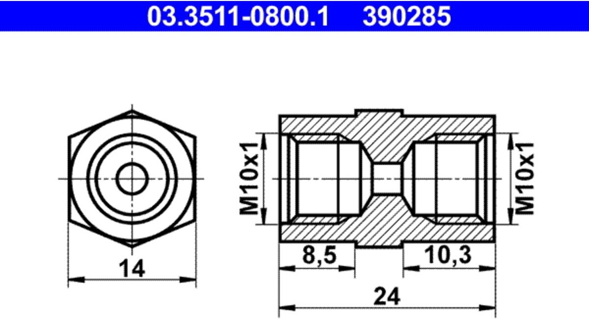 Adapter, Bremsleitung ATE 03.3511-0800.1