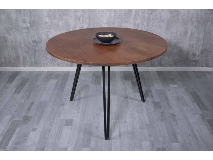 SAM® Esstisch Nami, Tischplatte rund, gerade Kante, schwarzes Metallgestell