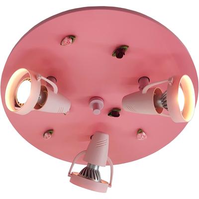 NIERMANN Deckenleuchte "Kinderlampe mit Motiv "Röschen", Strahler für Kinderzimmer", pink (rosa), 3, Ø 35cm H: 15cm, 1 Stk., Leuchten, 3 schwenk- und drehbare Strahler, Made in Germany, Deckenleuchte