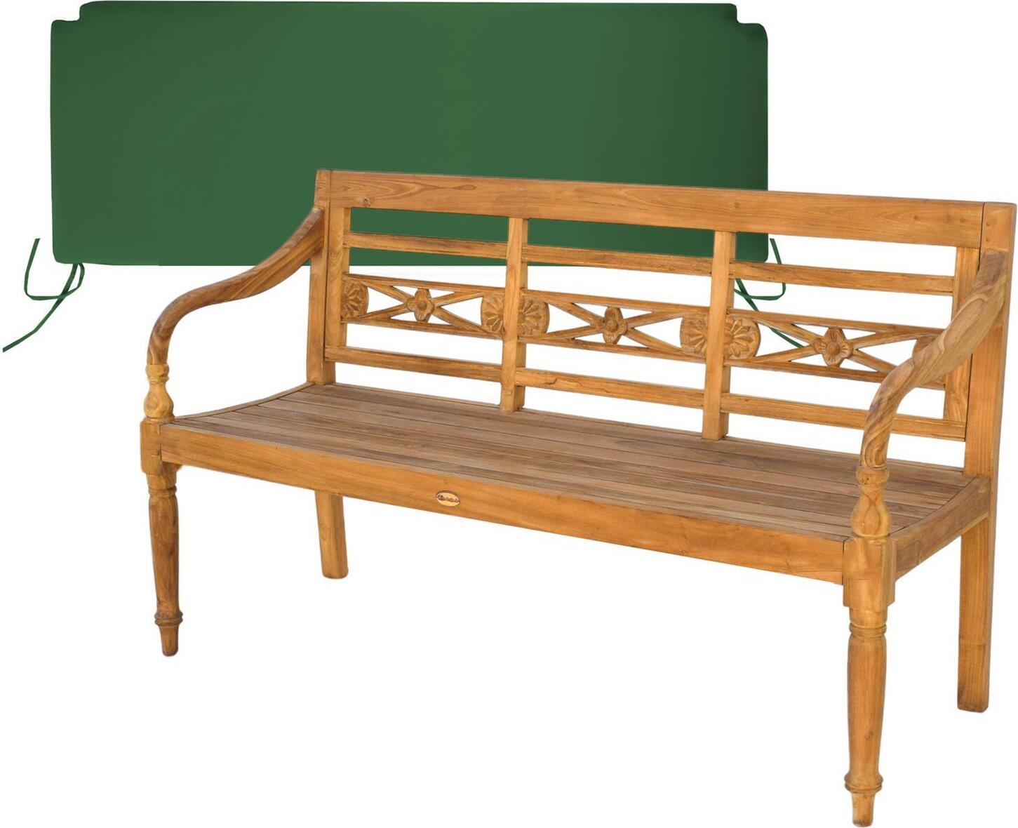 Gartenbank Aoste Teak Massivholz 150 cm Grün