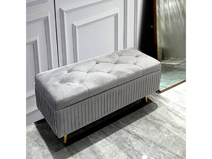 Sitzbank mit Stauraum Samt mit einfacher Montage für Wohnzimmer Truhenbank Flur Garderoben und Schlafzimmer Bettbank (B, 80 * 40 * 45cm)