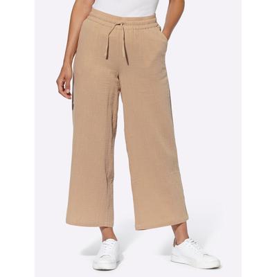 Culotte CASUAL LOOKS, Damen, Gr. 40, Normalgrößen, braun (camel), 100% Baumwolle, unifarben, 7/8-Länge, Hosen Culotte