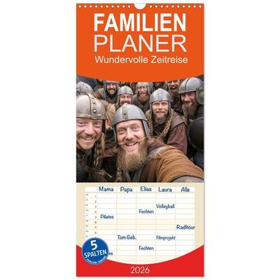 Familienplaner 2026 - Wundervolle Zeitreise mit 5 Spalten (Wandkalender, 21 x 45 cm) CALVENDO
