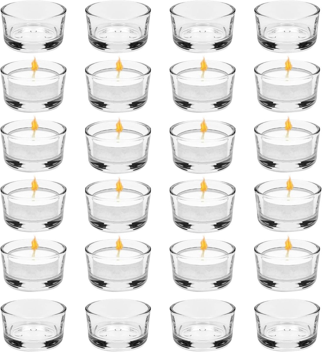 Thijox Set van 24 Heldere Glazen Theelichtglaasjes met een diameter van 4,5 cm