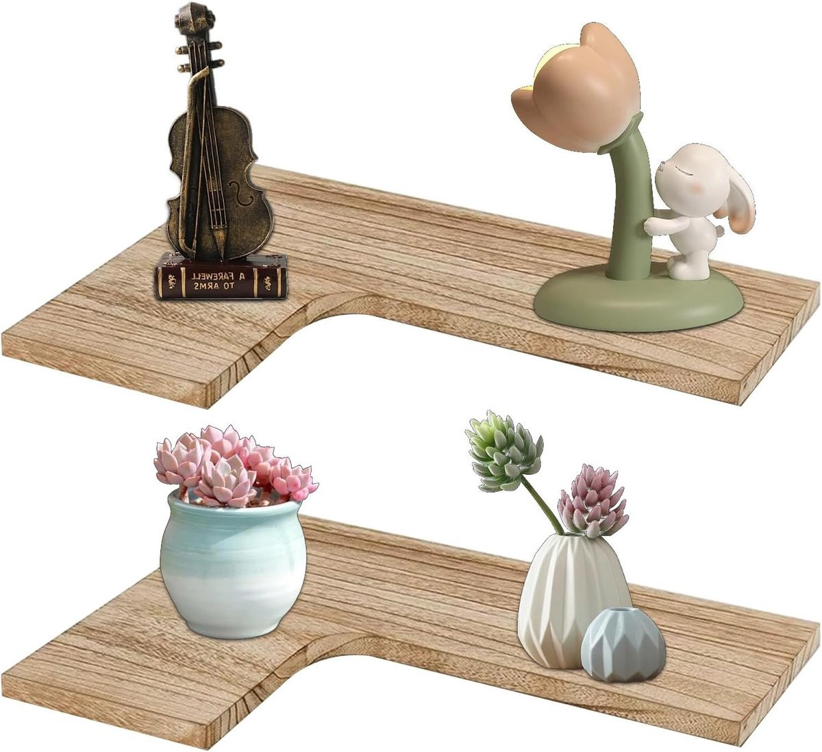 Drijvende hoekplank van massief hout voor de woonkamer, slaapkamer, badkamer of keuken