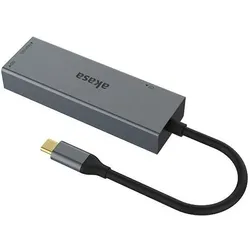 Akasa USB 3.2 Gen1 Type-C 3-in-1 Card Reader, Speicherkartenlesegerät, Silber, Grau