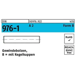 Gewindeschneider + Gewindebohrer, Gewindebolzen DIN 976 m.Kegelkuppen BM 16 x 500 A 2