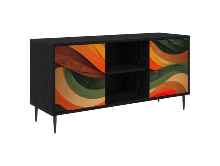 GKMBCVDFR TV-Schrank Bonn 102x33x51 cm Schwarz Eichen-Optik Holzwerkstoff Moderne Optik, erhöhte Füße, viel Stauraum, robustes Material, einfache Montage, pflegeleichte Oberfläche