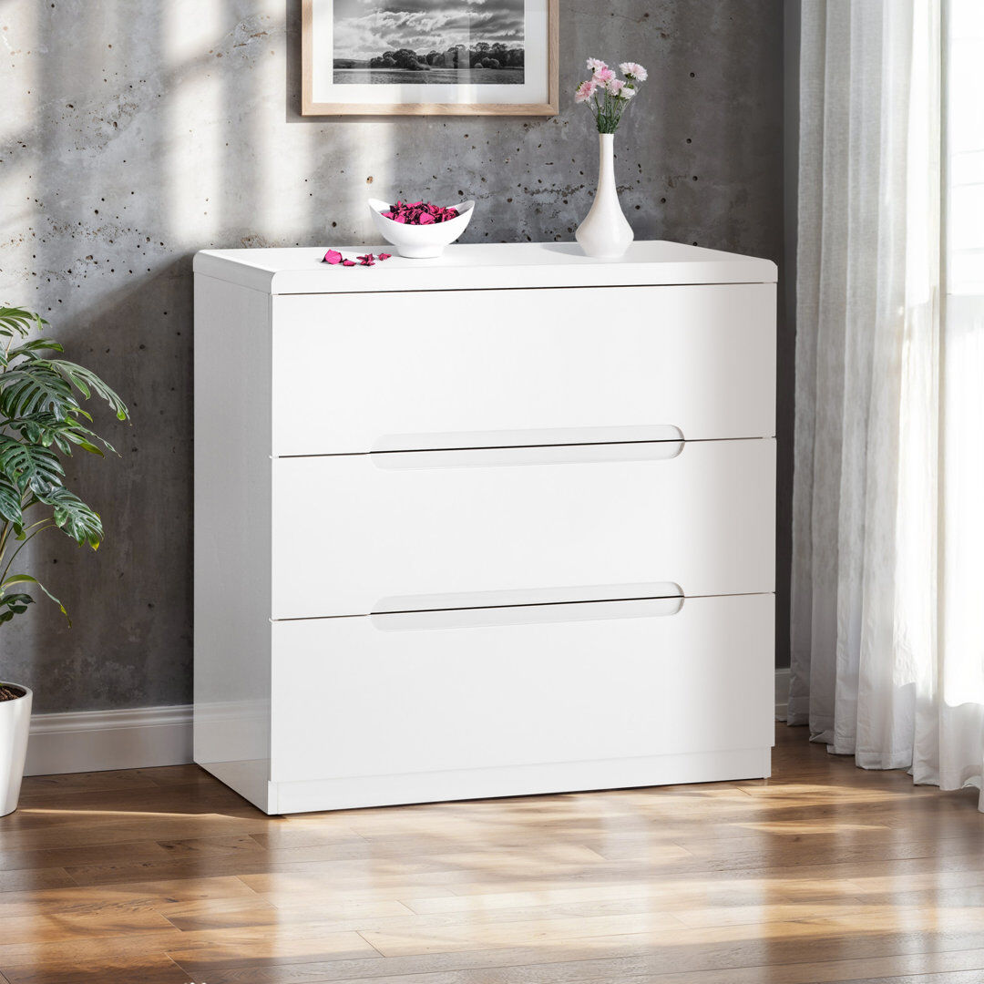 Zipcode Design Meldrum 80 cm W Chest of 3 Drawers White 80cm H X 80cm W X 40cm D