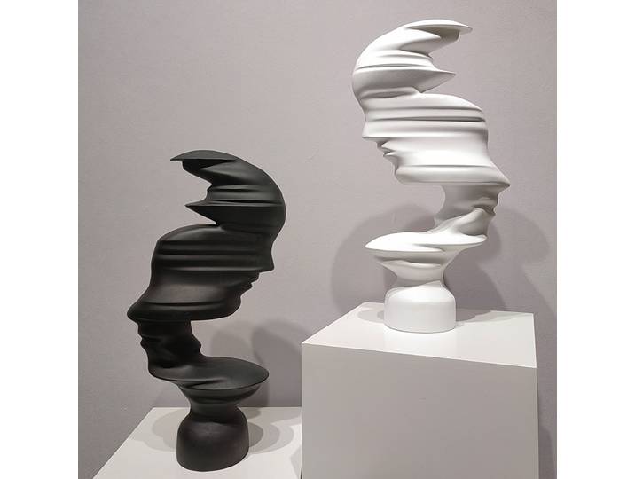 Sculpture en résine abstraite visage humain Avatar, œuvre d'art noir et blanc, Figurines décoratives, accessoires de décoration pour la maison