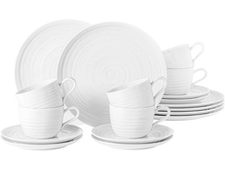Seltmann Weiden Kaffeeservice Geschirr-Set, Service Terra (18-tlg), 6 Personen, Porzellan, Tassen, Teller, Untertassen, Made in Germany, 18 Teile, für 6 Personen