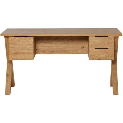 Schreibtisch JAHNKE "X-CLUB D 15", montana eiche, montana eiche, montana eiche, B:146cm H:76,2cm T:59cm, Tische, Schreibtisch, große Arbeitsfläche, stabiles X-Gestell, Stauraum, Breite ca. 146 cm