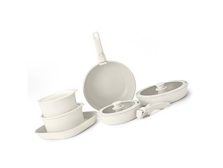 Platzsparende, antihaftbeschichtete Aluminium Bratpfanne, D Bratpfannen Grillen und Braten, Familienkochen, einfaches Aufbewahrungsdesign, Heimküche, Camping