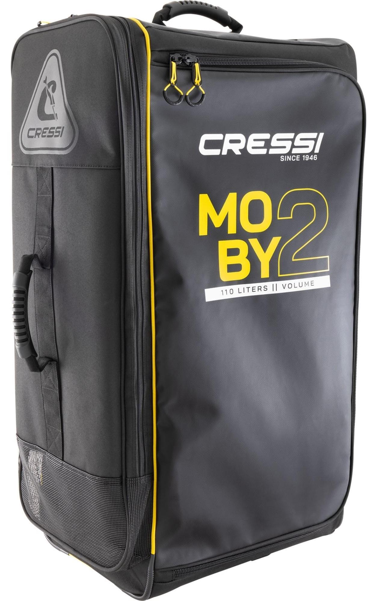 Cressi Moby 2 Trolley Bag Black/Yellow 110 L - Robuste und Geräumige Trolley Tasche ideal für Sportliche Aktivitäten und Reisen, Schwarz/Gelb, 110 L, Uni
