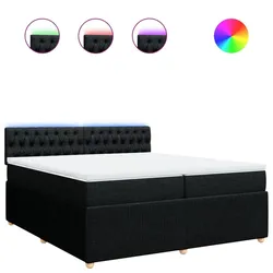 vidaXL Boxspringbett mit Matratze Schwarz 200x200 cm Stoff